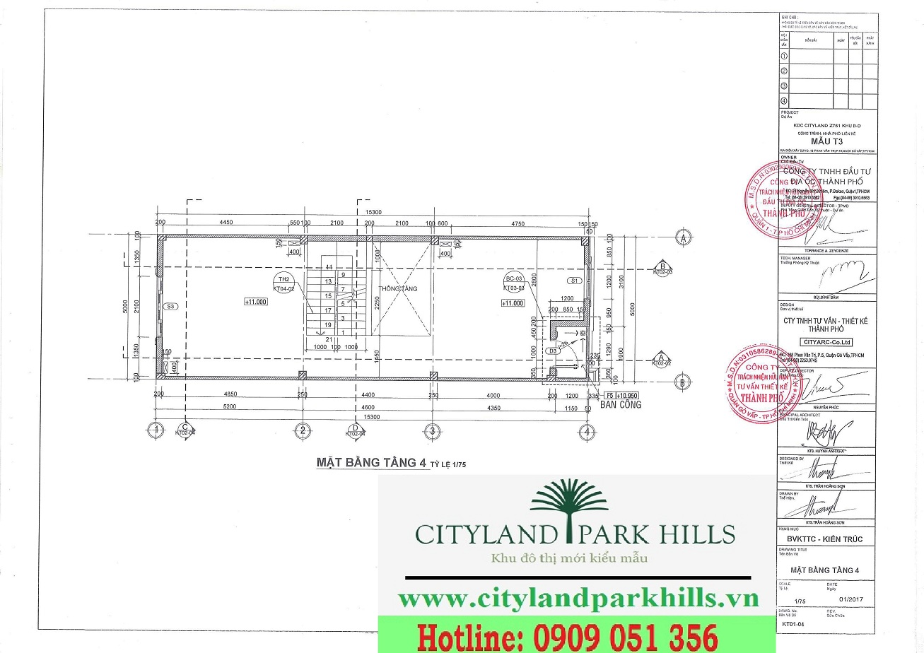 Nhà phố dự án Cityland Park Hills Gò Vấp mẫu T3 tầng 4