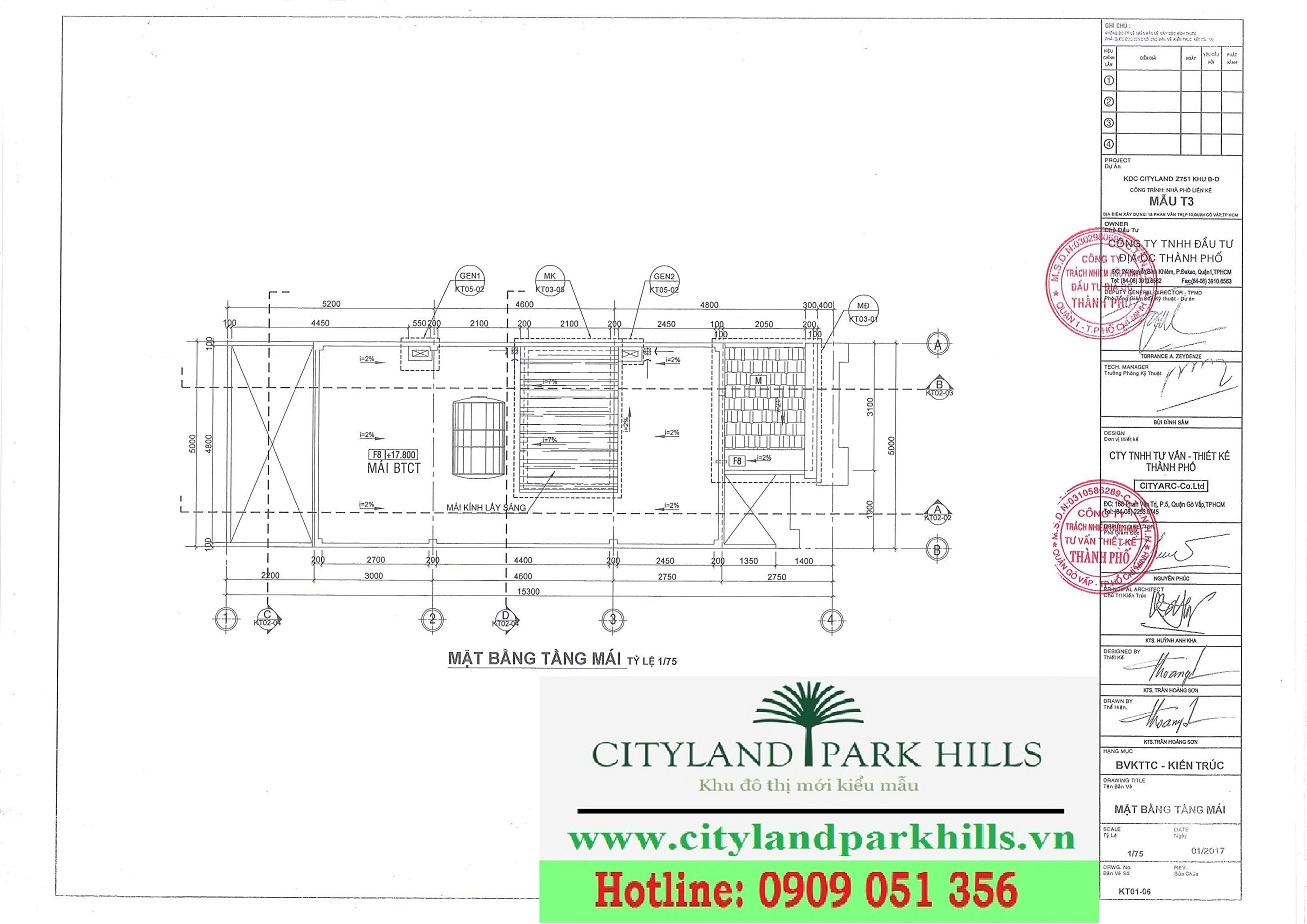Nhà phố dự án Cityland Park Hills mẫu T3 tầng mái